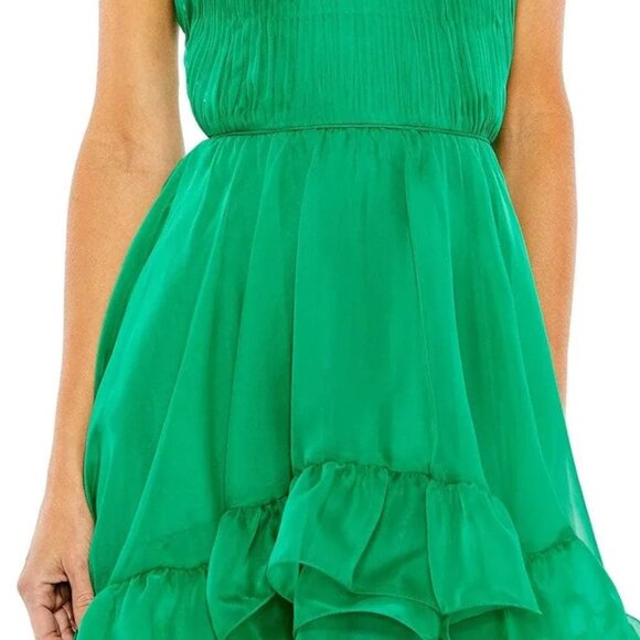 Ieena Duggal Emerald Halter High Low Organza Dress NWT Size 0 - Picture 7 of 7